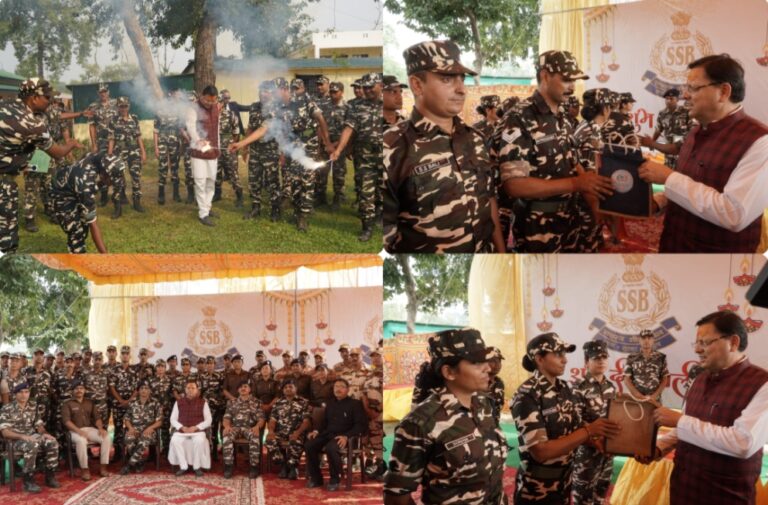 मुख्यमंत्री धामी ने नेपाल बॉर्डर बनबसा सीमा पर तैनात वीर जवानों के साथ मनाई दीपावली ,सरहदों पर सेना के सुरक्षा कवच के कारण ही रोशन होते हैं दीपावली के दीपक- सीएम।