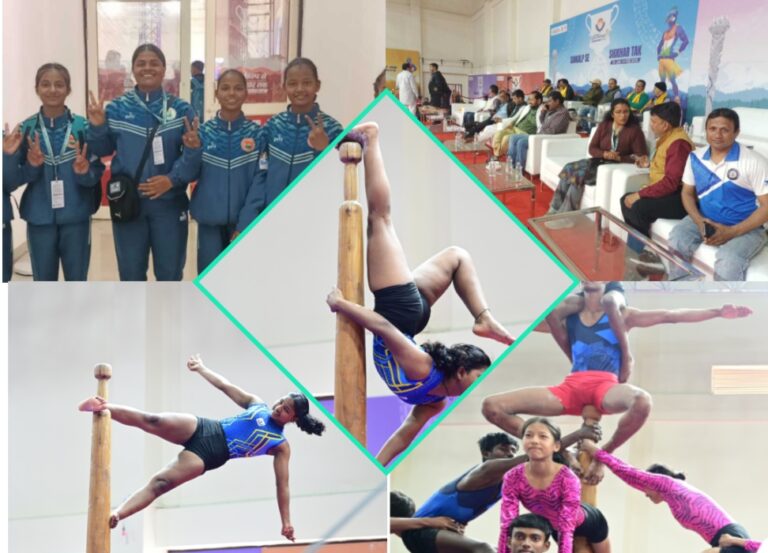 खटीमा-38 वें राष्ट्रीय खेल चकरपुर स्टेडियम में आयोजित राष्ट्रीय मलखम प्रतियोगिता के दूसरे दिन मध्यप्रदेश बालिका टीम ने झटका पहला स्वर्ण पदक, आज होगा 3 दिवसीय मलखम का समापन।