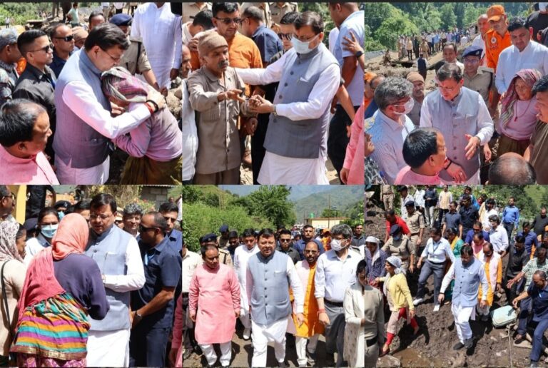 चमोली -,ग्राउंड ज़ीरो पहुंचे मुख्यमंत्री धामी, आपदा प्रभावित क्षेत्रों का किया निरीक्षण, प्रभावितों के आंसू पोछे…बंधाया ढांढस, हर मदद का दिया भरोसा, पुनर्वास के दिये निर्देश।