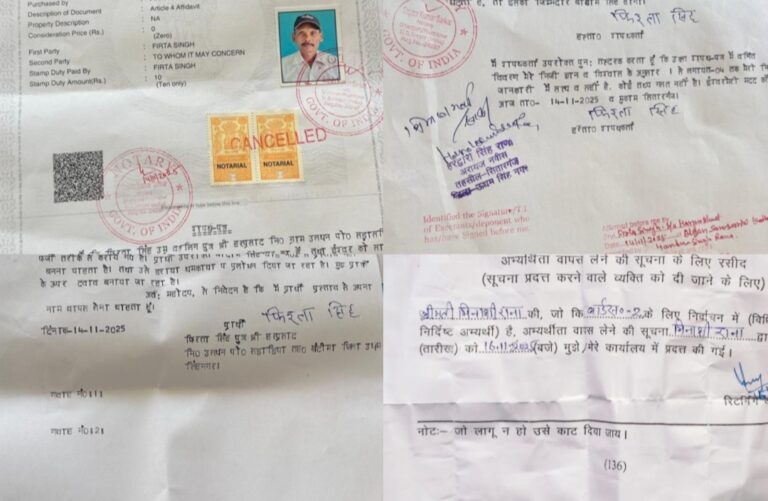 उलधन ग्रामसभा उपचुनाव में बड़ा विवाद: प्रस्तावक के पीछे हटने के बावजूद पर्चा वैध, दूसरी उम्मीदवार का नामांकन संदिग्ध तारीख़ में निरस्त; समर्थकों में उबाल।